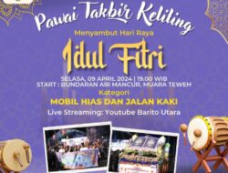 Sambut dan Memeriahkan Datangnya Hari Raya Idul Fitri 1 Syawal 1445 Hijriah Tahun 2024, PHBI Bersama Pemkab Barito Utara Gelar Pawai Takbir Akbar