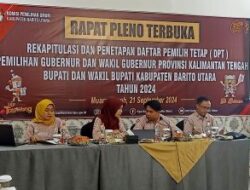 KPU Barito Utara Gelar Rapat Pleno Terbuka Penetapan DPT Pilkada Tahun 2024